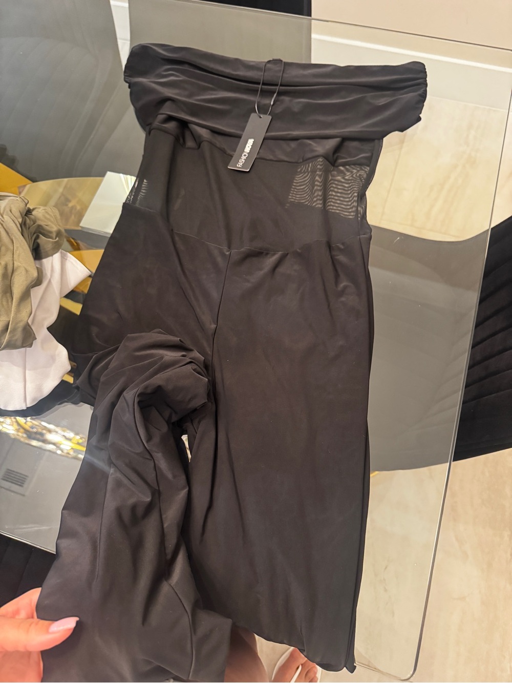 Zara Black Strapless Fold-Over Waist Jumpsuit